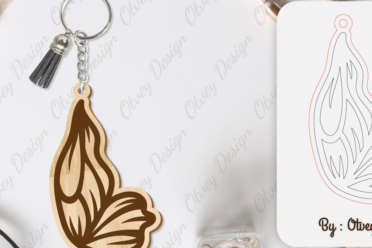 Σετ των 3 Intra απο ξύλο plywood 3mm-4mm πάχος Μπρελόκ με φτερό πεταλούδας με λέιζερ Δίασταση 6x6 cm INTRAFABR-101180099