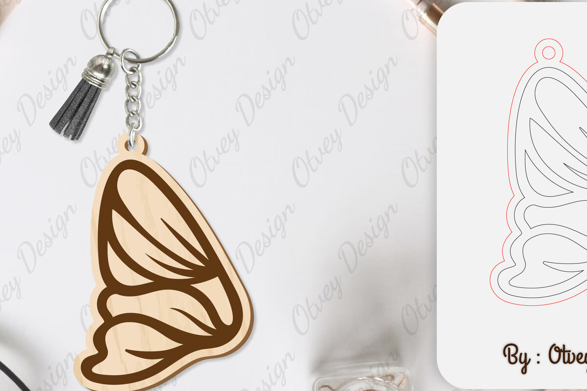 Σετ των 3 Intra απο ξύλο plywood 3mm-4mm πάχος Μπρελόκ με φτερό πεταλούδας με λέιζερ Δίασταση 6x6 cm INTRAFABR-101180170