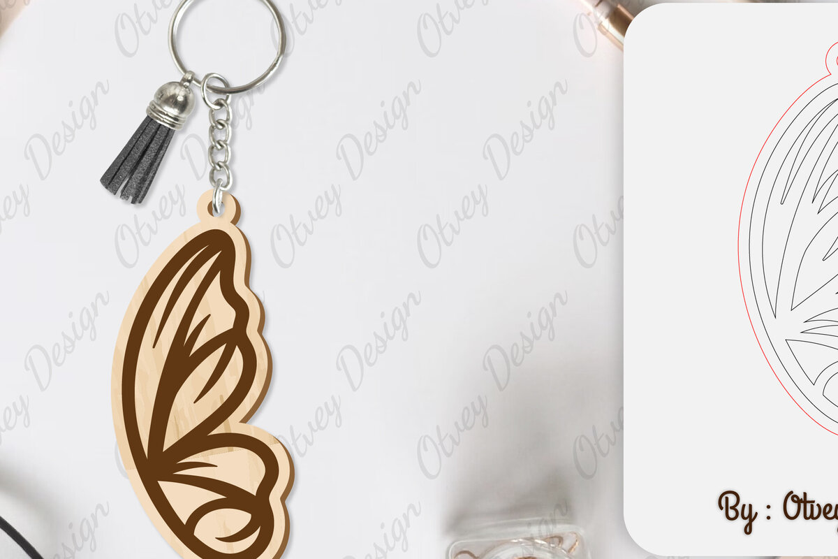 Σετ των 3 Intra απο ξύλο plywood 3mm-4mm πάχος Μπρελόκ με φτερό πεταλούδας με λέιζερ Δίασταση 6x6 cm INTRAFABR-101180076