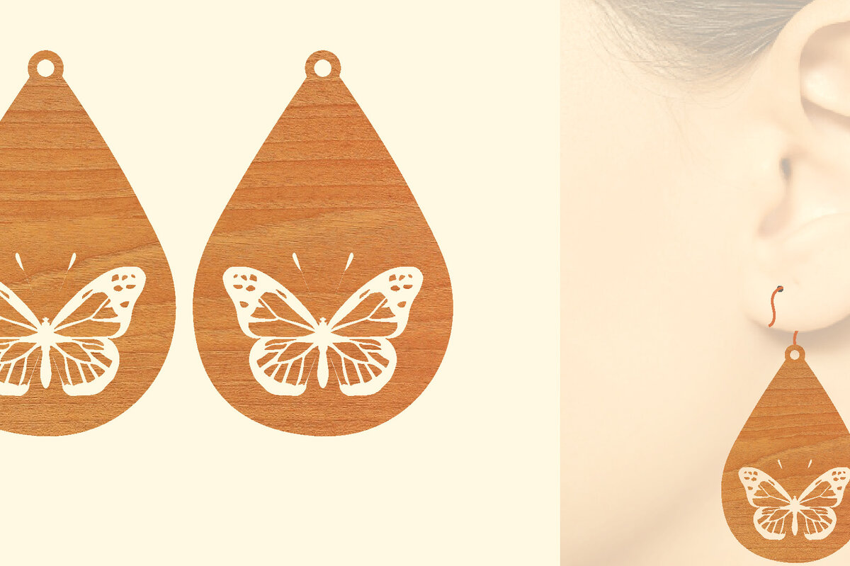 Σετ των 3 Intra απο ξύλο plywood 3mm-4mm πάχος Ξύλινα Σκουλαρίκια Butterfly Cut  Δίασταση 3x3 cm INTRAFABR-63827302