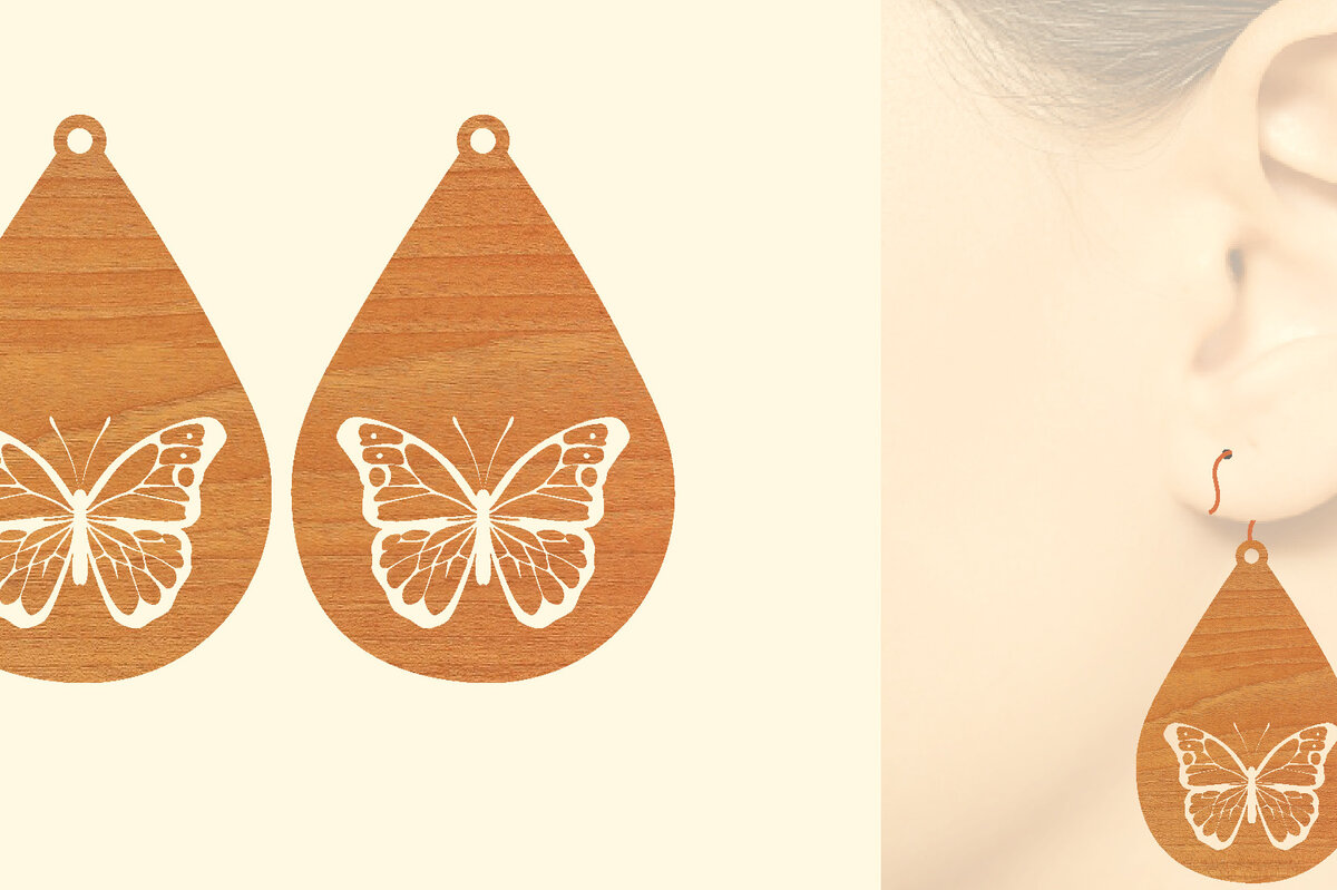 Σετ των 3 Intra απο ξύλο plywood 3mm-4mm πάχος Ξύλινα Σκουλαρίκια Butterfly Cut  Δίασταση 3x3 cm INTRAFABR-63827401