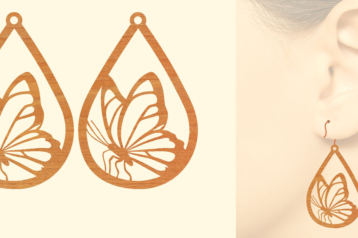 Σετ των 3 Intra απο ξύλο plywood 3mm-4mm πάχος Ξύλινα Σκουλαρίκια Butterfly Cut  Δίασταση 3x3 cm INTRAFABR-63937637