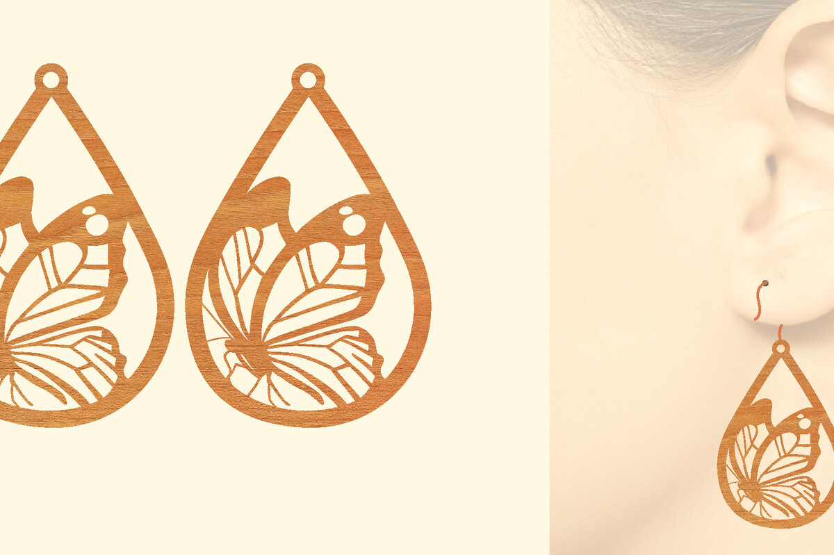 Σετ των 3 Intra απο ξύλο plywood 3mm-4mm πάχος Ξύλινα Σκουλαρίκια Butterfly Cut  Δίασταση 3x3 cm INTRAFABR-63937716