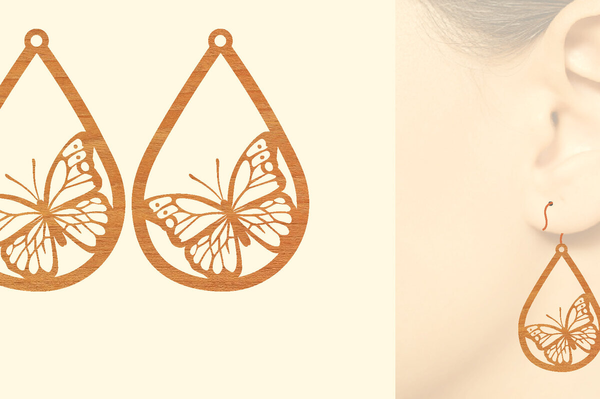 Σετ των 3 Intra απο ξύλο plywood 3mm-4mm πάχος Ξύλινα Σκουλαρίκια Butterfly Cut  Δίασταση 3x3 cm INTRAFABR-63937821