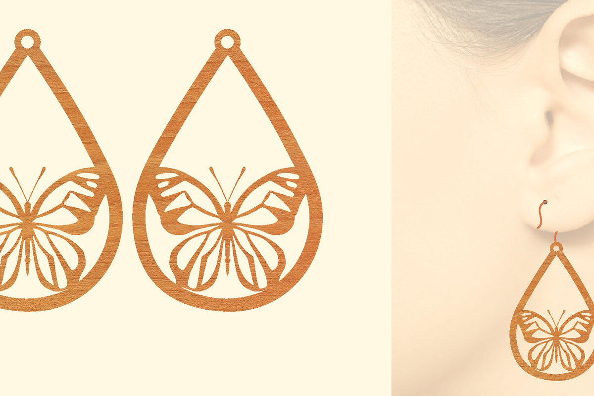 Σετ των 3 Intra απο ξύλο plywood 3mm-4mm πάχος Ξύλινα Σκουλαρίκια Butterfly Cut  Δίασταση 3x3 cm INTRAFABR-63937873