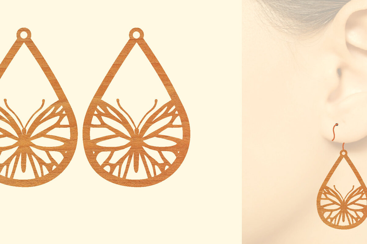 Σετ των 3 Intra απο ξύλο plywood 3mm-4mm πάχος Ξύλινα Σκουλαρίκια Butterfly Cut  Δίασταση 3x3 cm INTRAFABR-63937931