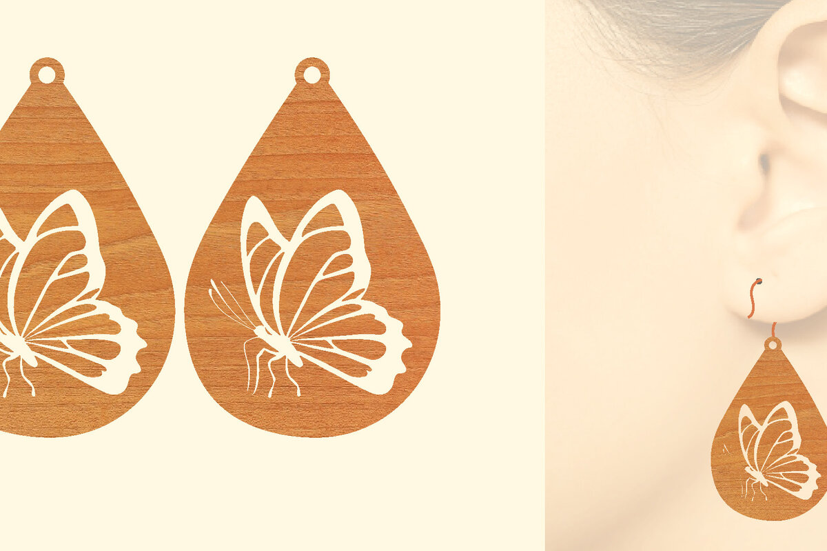 Σετ των 3 Intra απο ξύλο plywood 3mm-4mm πάχος Ξύλινα Σκουλαρίκια Butterfly Cut  Δίασταση 3x3 cm INTRAFABR-63720842