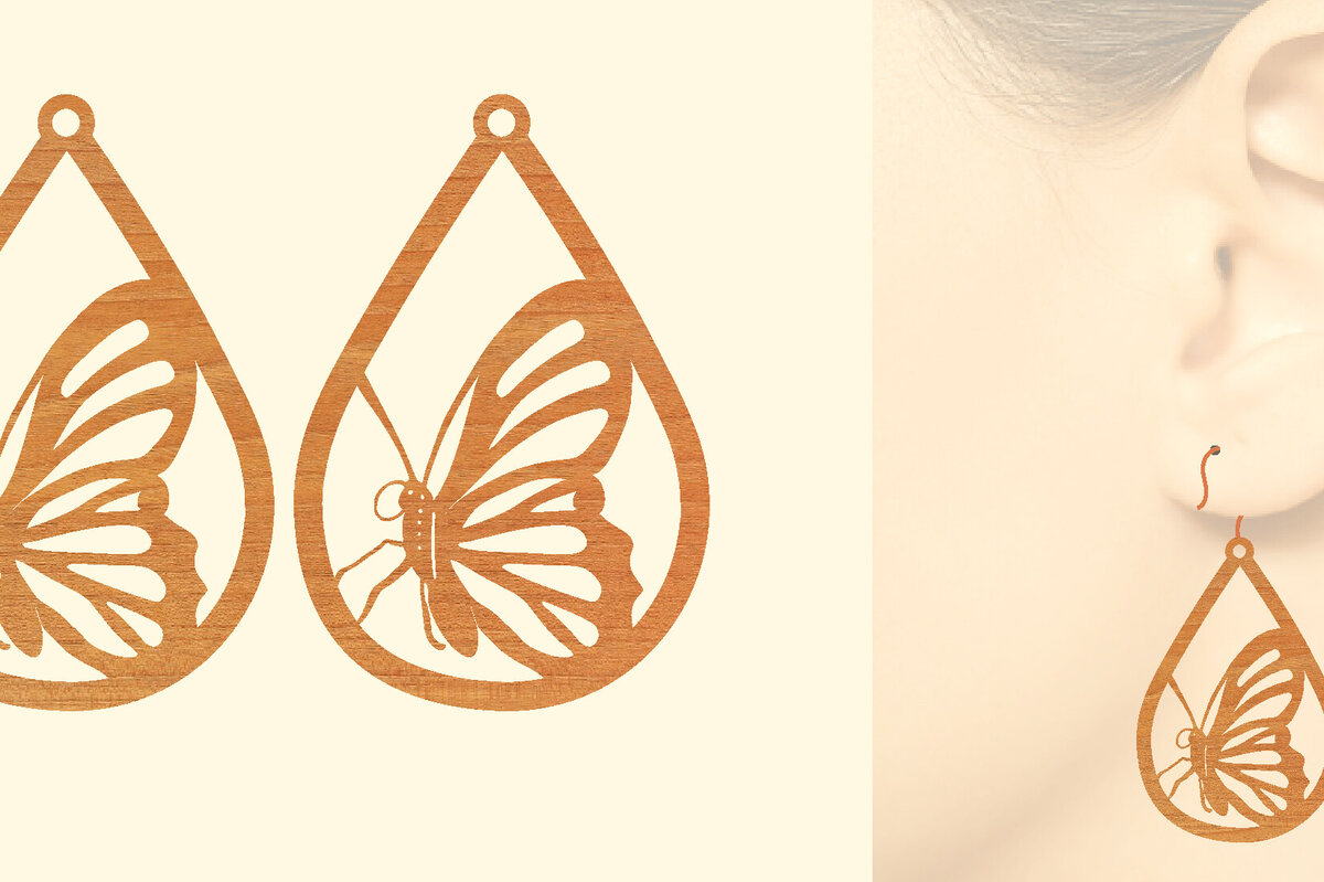 Σετ των 3 Intra απο ξύλο plywood 3mm-4mm πάχος Ξύλινα Σκουλαρίκια Butterfly Cut  Δίασταση 3x3 cm INTRAFABR-96997005