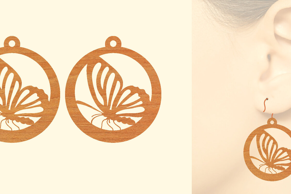 Σετ των 3 Intra απο ξύλο plywood 3mm-4mm πάχος Ξύλινα Σκουλαρίκια Butterfly Cut  Δίασταση 3x3 cm INTRAFABR-96997038