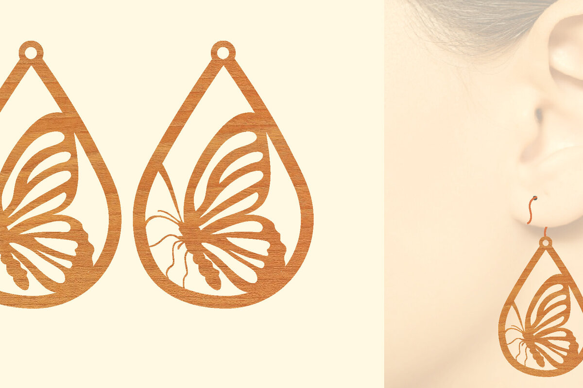 Σετ των 3 Intra απο ξύλο plywood 3mm-4mm πάχος Ξύλινα Σκουλαρίκια Butterfly Cut  Δίασταση 3x3 cm INTRAFABR-96997100