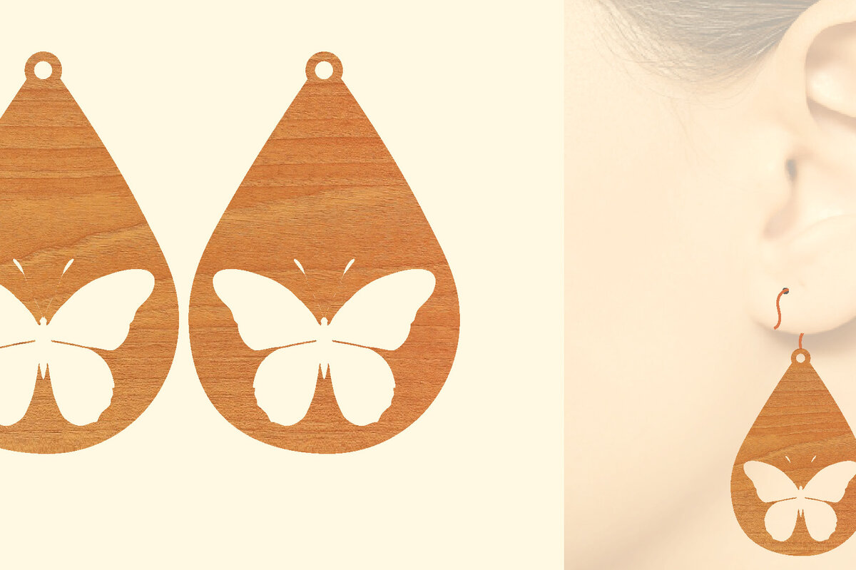 Σετ των 3 Intra απο ξύλο plywood 3mm-4mm πάχος Ξύλινα Σκουλαρίκια Butterfly Cut  Δίασταση 3x3 cm INTRAFABR-63721276