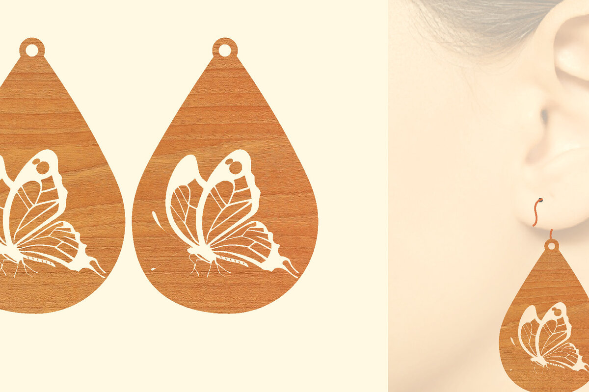 Σετ των 3 Intra απο ξύλο plywood 3mm-4mm πάχος Ξύλινα Σκουλαρίκια Butterfly Cut  Δίασταση 3x3 cm INTRAFABR-63721404