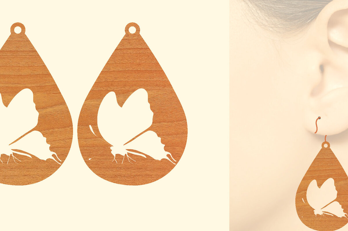 Σετ των 3 Intra απο ξύλο plywood 3mm-4mm πάχος Ξύλινα Σκουλαρίκια Butterfly Cut  Δίασταση 3x3 cm INTRAFABR-63721591