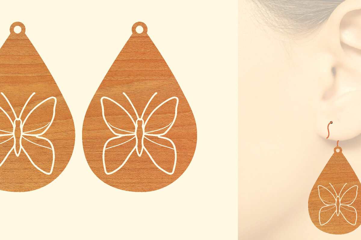 Σετ των 3 Intra απο ξύλο plywood 3mm-4mm πάχος Ξύλινα Σκουλαρίκια Butterfly Cut  Δίασταση 3x3 cm INTRAFABR-63721994