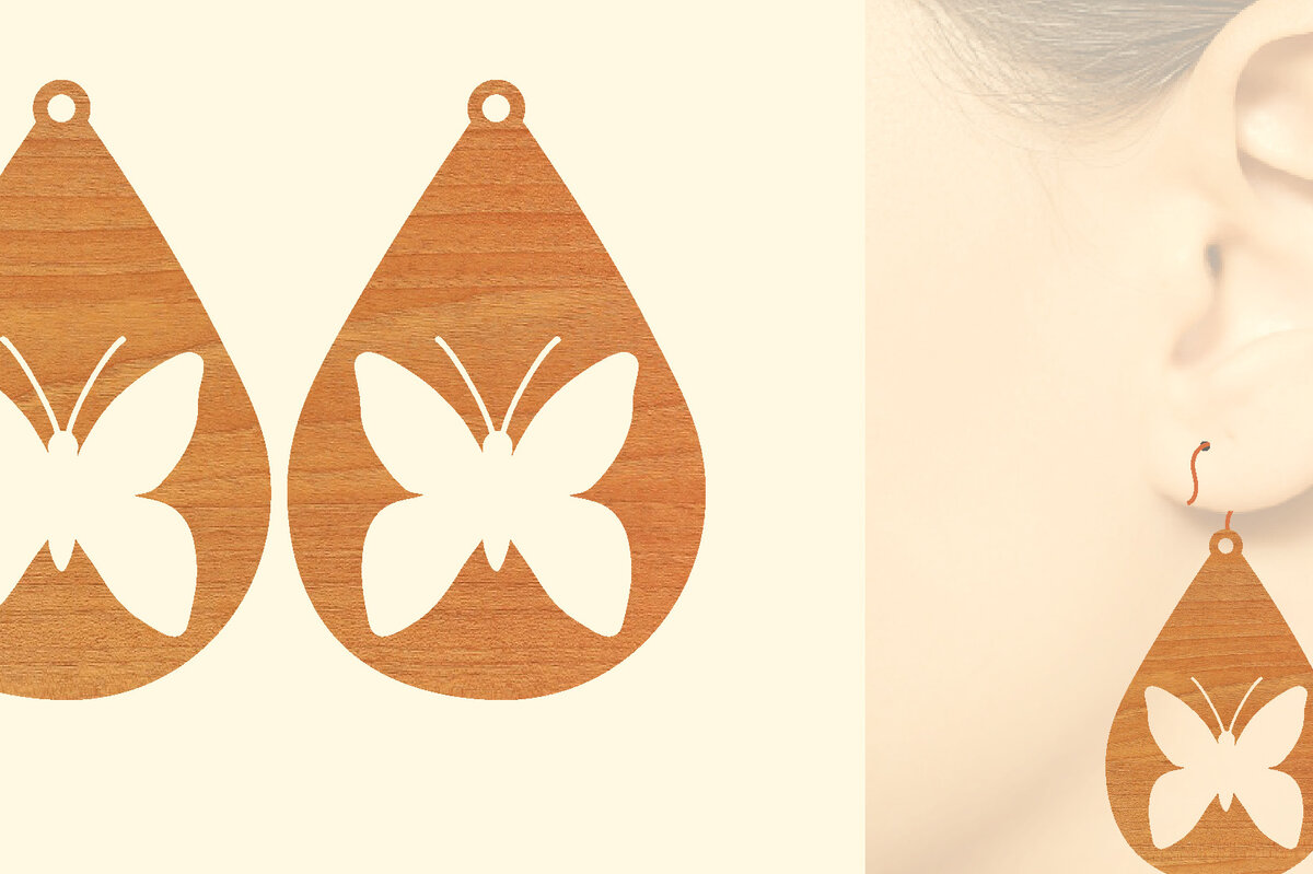 Σετ των 3 Intra απο ξύλο plywood 3mm-4mm πάχος Ξύλινα Σκουλαρίκια Butterfly Cut  Δίασταση 3x3 cm INTRAFABR-63722051