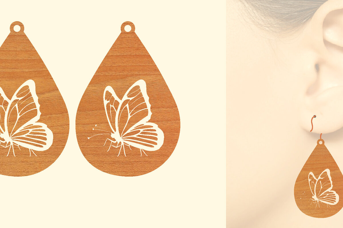 Σετ των 3 Intra απο ξύλο plywood 3mm-4mm πάχος Ξύλινα Σκουλαρίκια Butterfly Cut  Δίασταση 3x3 cm INTRAFABR-63827073