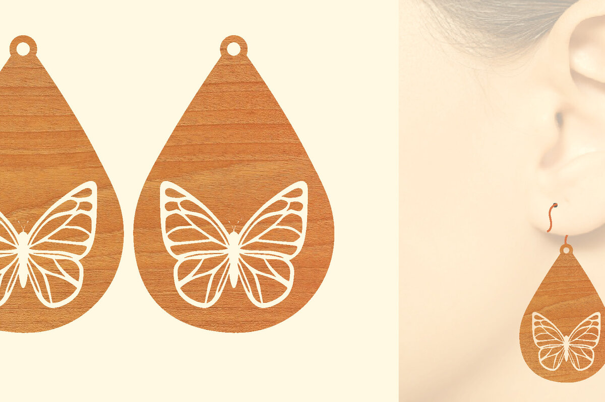 Σετ των 3 Intra απο ξύλο plywood 3mm-4mm πάχος Ξύλινα Σκουλαρίκια Butterfly Cut  Δίασταση 3x3 cm INTRAFABR-63827194