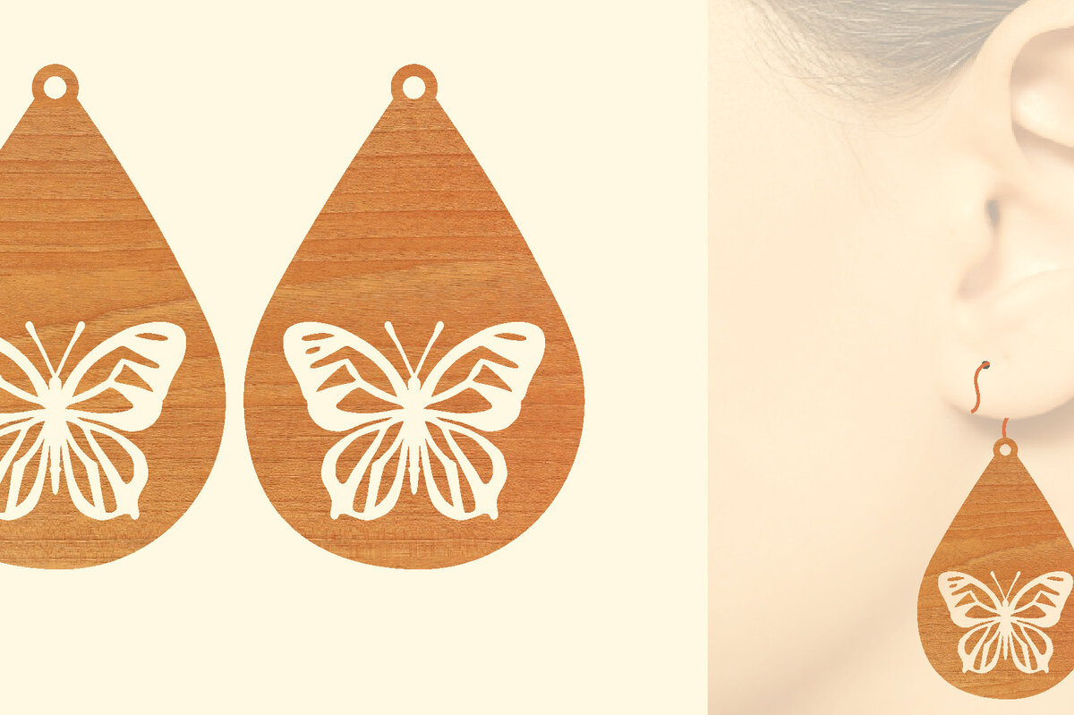 Σετ των 3 Intra απο ξύλο plywood 3mm-4mm πάχος Ξύλινα Σκουλαρίκια Butterfly Cut  Δίασταση 3x3 cm INTRAFABR-63681512