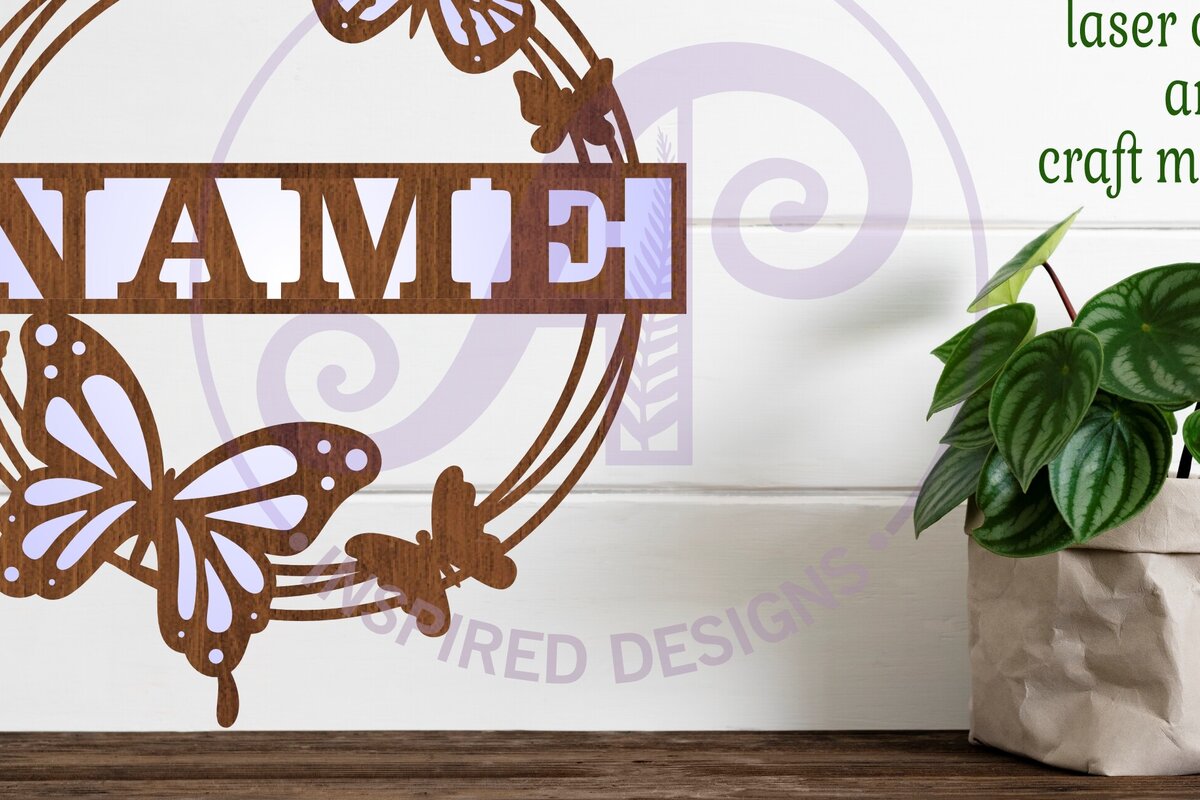 Σετ των 3 Intra απο ξύλο plywood 3mm-4mm πάχος Πινακίδα ονόματος πεταλούδας στεφάνι Δίασταση 6x6 cm INTRAFABR-92001205