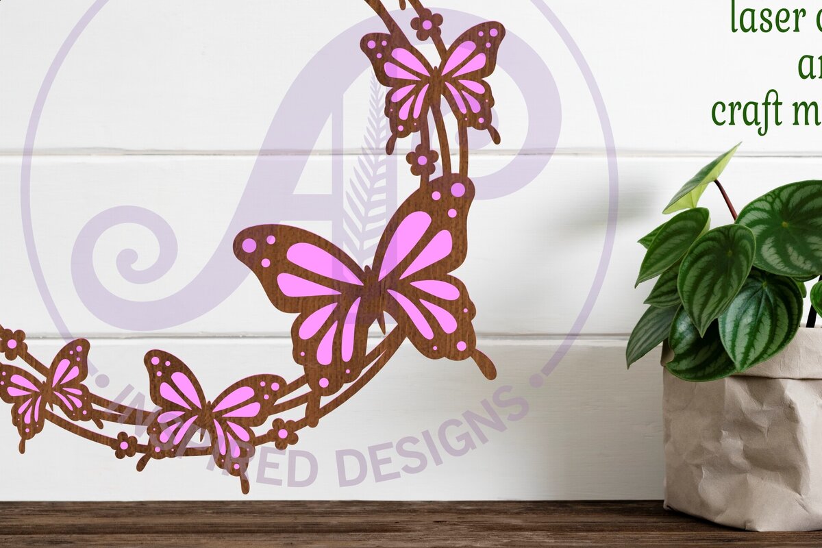 Σετ των 3 Intra απο ξύλο plywood 3mm-4mm πάχος Επιγραφή τοίχου στεφάνι πεταλούδας, Δίασταση 10x10 cm INTRAFABR-93351673