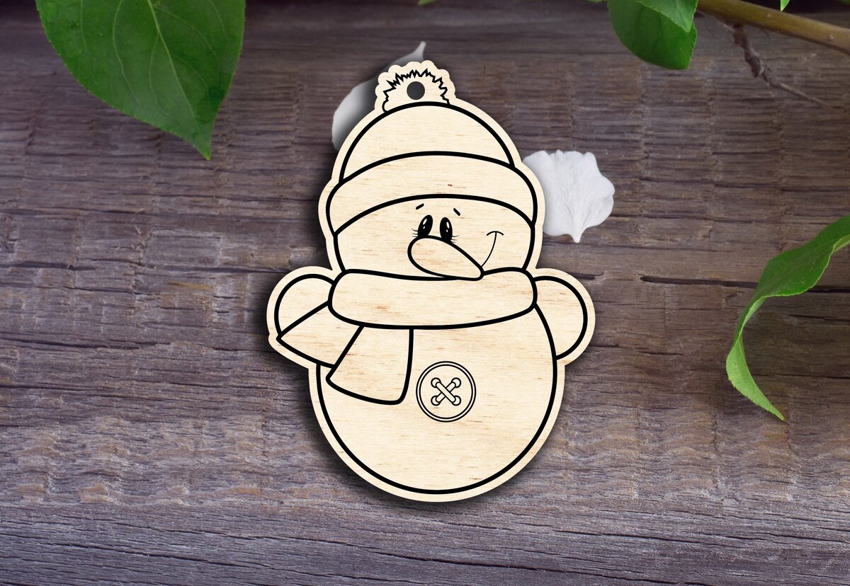 Σετ των 3 Intra απο ξύλο plywood 3mm-4mm πάχος Κουμπιά το χριστουγεννιάτικο στολίδι χιονάνθρωπος Δίασταση 8x8 cm INTRAFABR-31509582