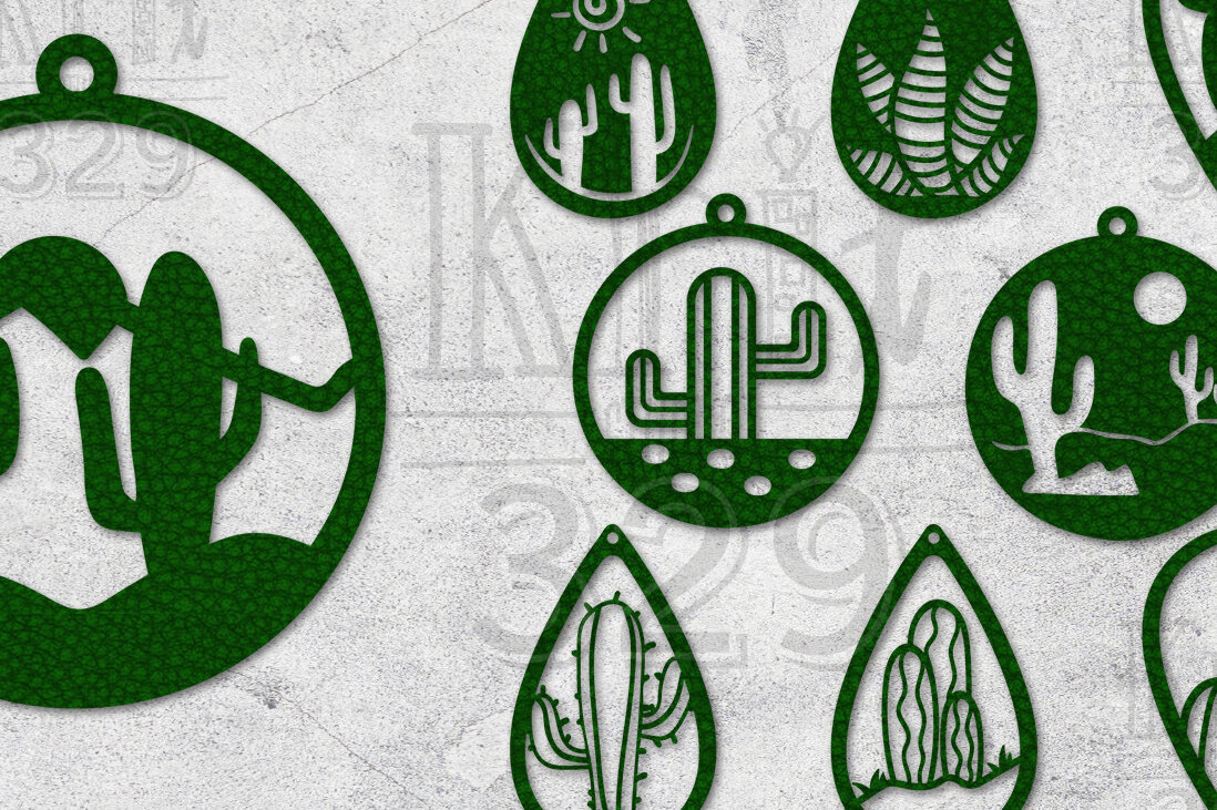 Σετ των 3 Intra απο ξύλο plywood 3mm-4mm πάχος κοπής με λέιζερ σκουλαρίκι κάκτου Δίασταση 3x3 cm INTRAFABR-29664674