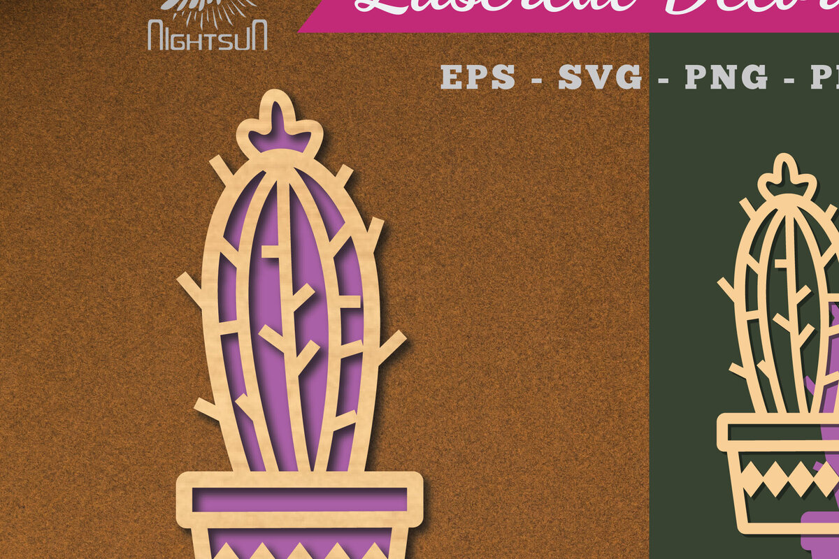 Intra απο ξύλο plywood 3mm-4mm πάχος Διακόσμηση Cactus 6 Δίασταση 15x15 cm INTRAFABR-113391332