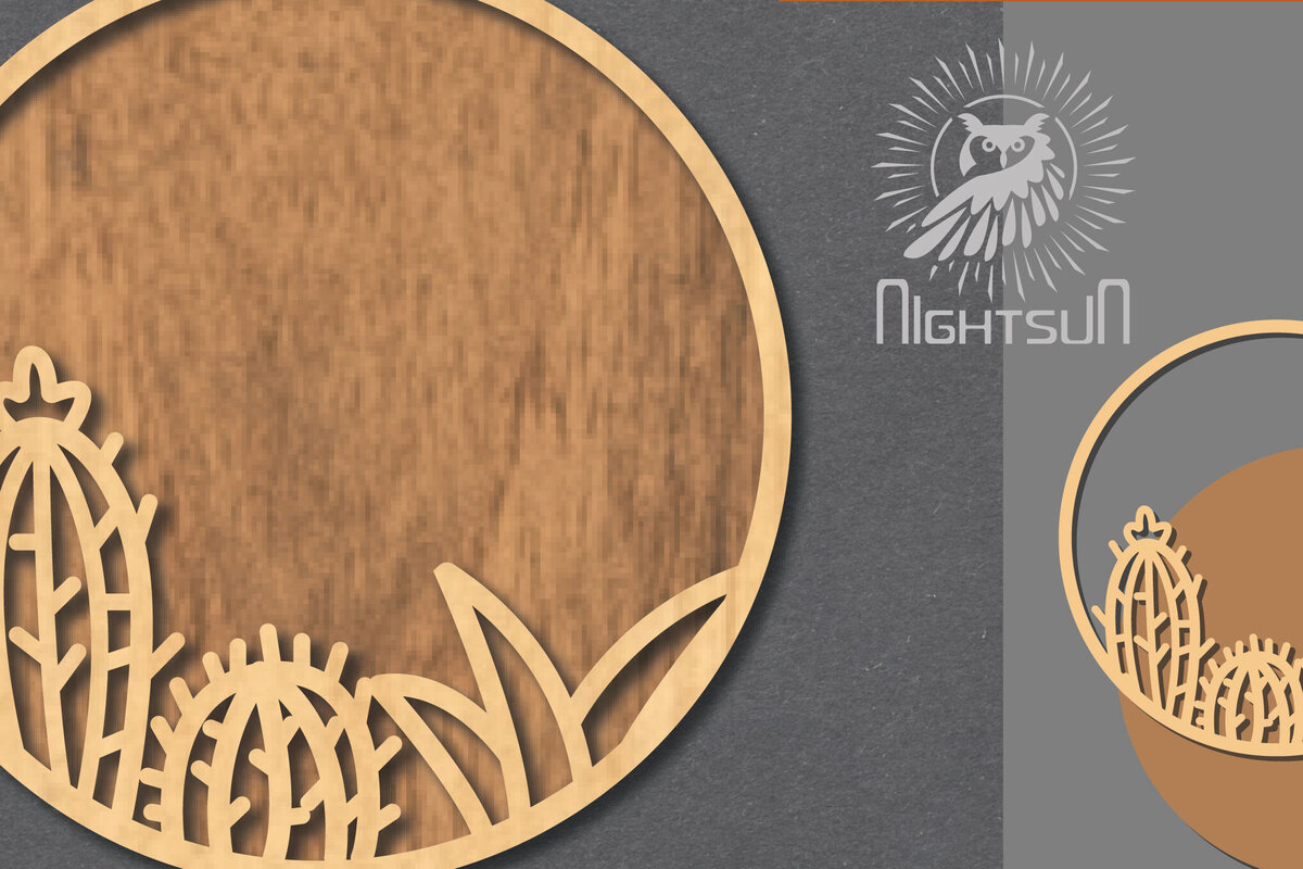 Σετ των 2 Intra απο ξύλο plywood 3mm-4mm πάχος Σήμα κοπής με λέιζερ κάκτου 2 Δίασταση 15x15 cm INTRAFABR-120324377