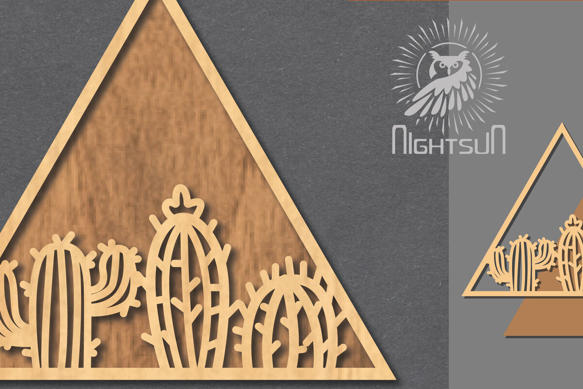 Σετ των 2 Intra απο ξύλο plywood 3mm-4mm πάχος Σήμα κοπής με λέιζερ κάκτου 4 Δίασταση 15x15 cm INTRAFABR-120324650