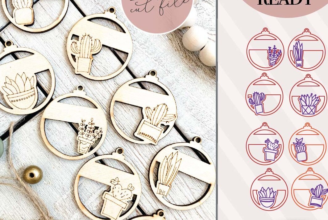 Σετ των 3 Intra απο ξύλο plywood 3mm-4mm πάχος λέιζερ κάκτου Δίασταση 8x8 cm INTRAFABR-71921992