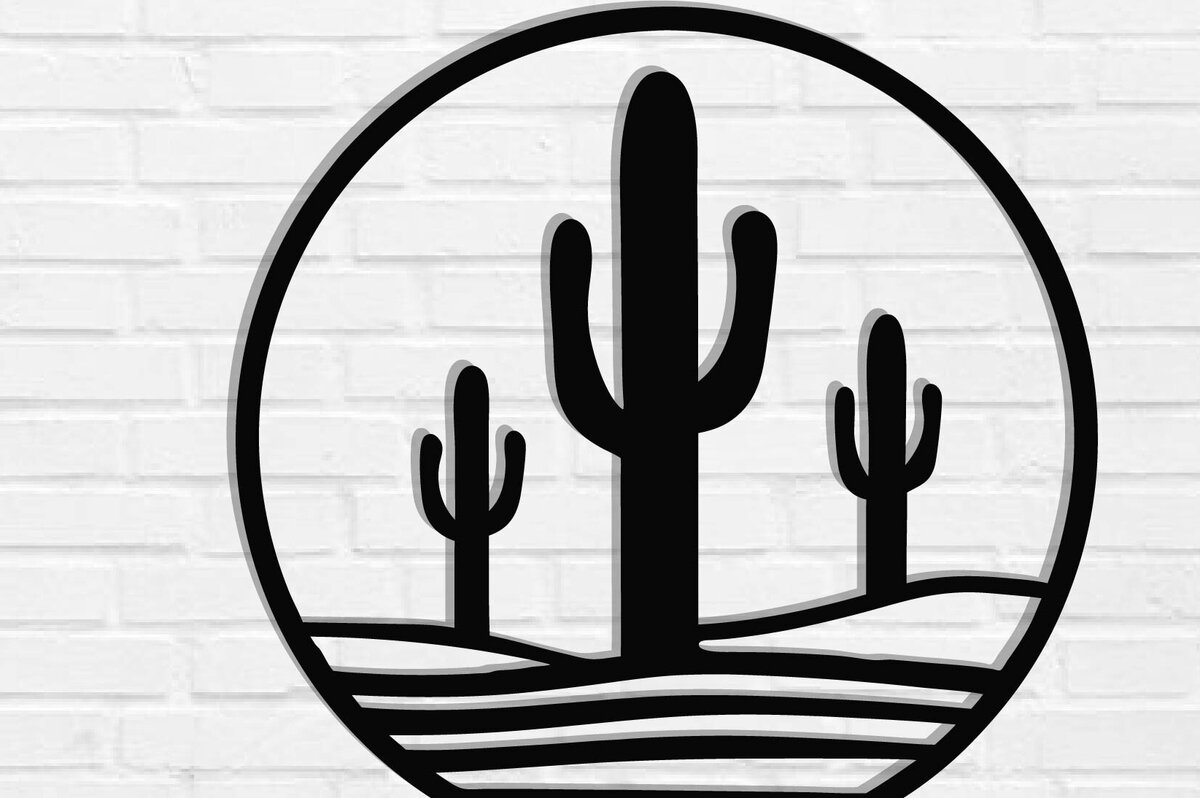 Intra απο ξύλο plywood 3mm-4mm πάχος Cactus Metal Wall Art, κοπής με λέιζερ Δίασταση 40x40 cm INTRAFABR-119298969