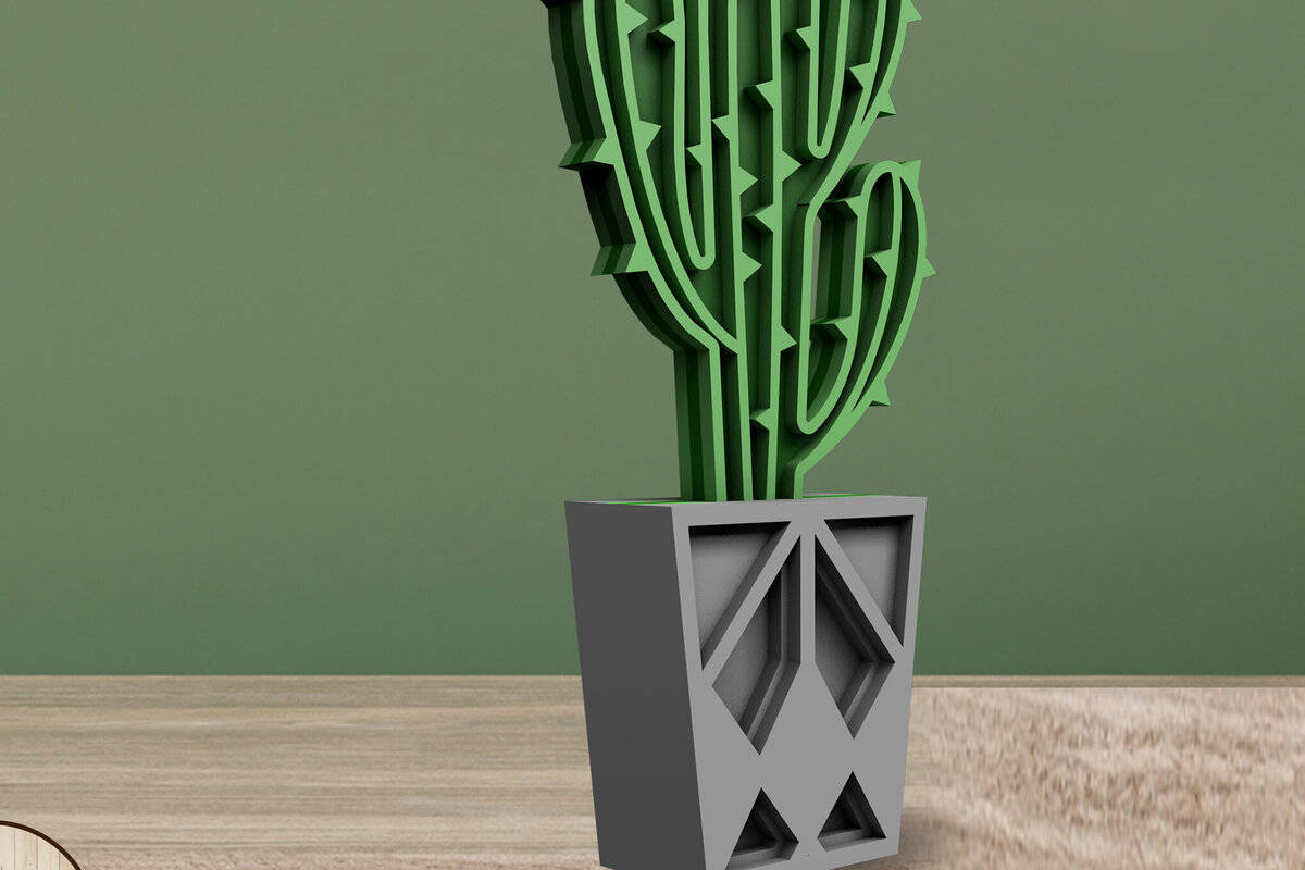 Σετ των 3 Intra απο ξύλο plywood 3mm-4mm πάχος πολυστρωματικής διακόσμησης σπιτιού Cactus Δίασταση 3x5 cm INTRAFABR-101845279