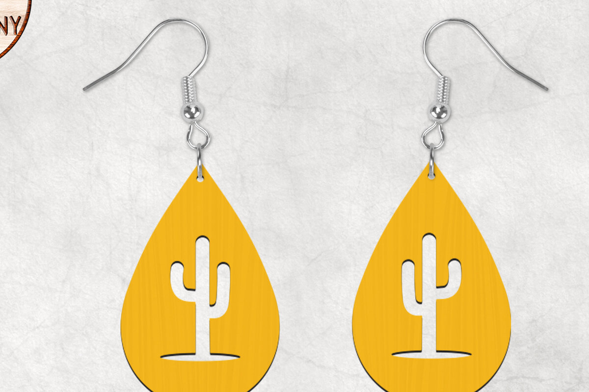 Σετ των 3 Intra απο ξύλο plywood 3mm-4mm πάχος Σκουλαρίκια Cactus Teardrop Boho Δίασταση 2x2 cm INTRAFABR-28858825