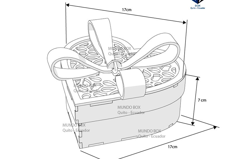 Σετ των 2 Intra απο ξύλο plywood 3mm-4mm πάχος Κουτί καρδιάς με φιόγκο, για δώρο, κ.λπ. Δίασταση 15x15 cm INTRAFABR-120508526