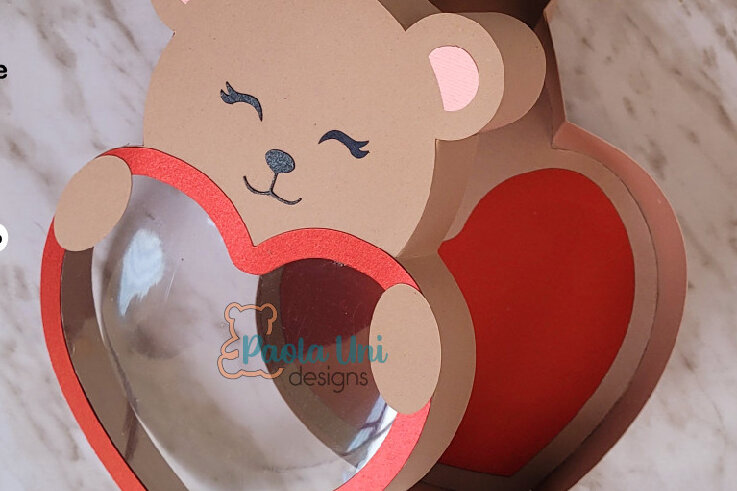 Σετ των 2 Intra απο ξύλο plywood 3mm-4mm πάχος Heart Bear Box Cricut, – Silhouette Δίασταση 15x15 cm INTRAFABR-56500640