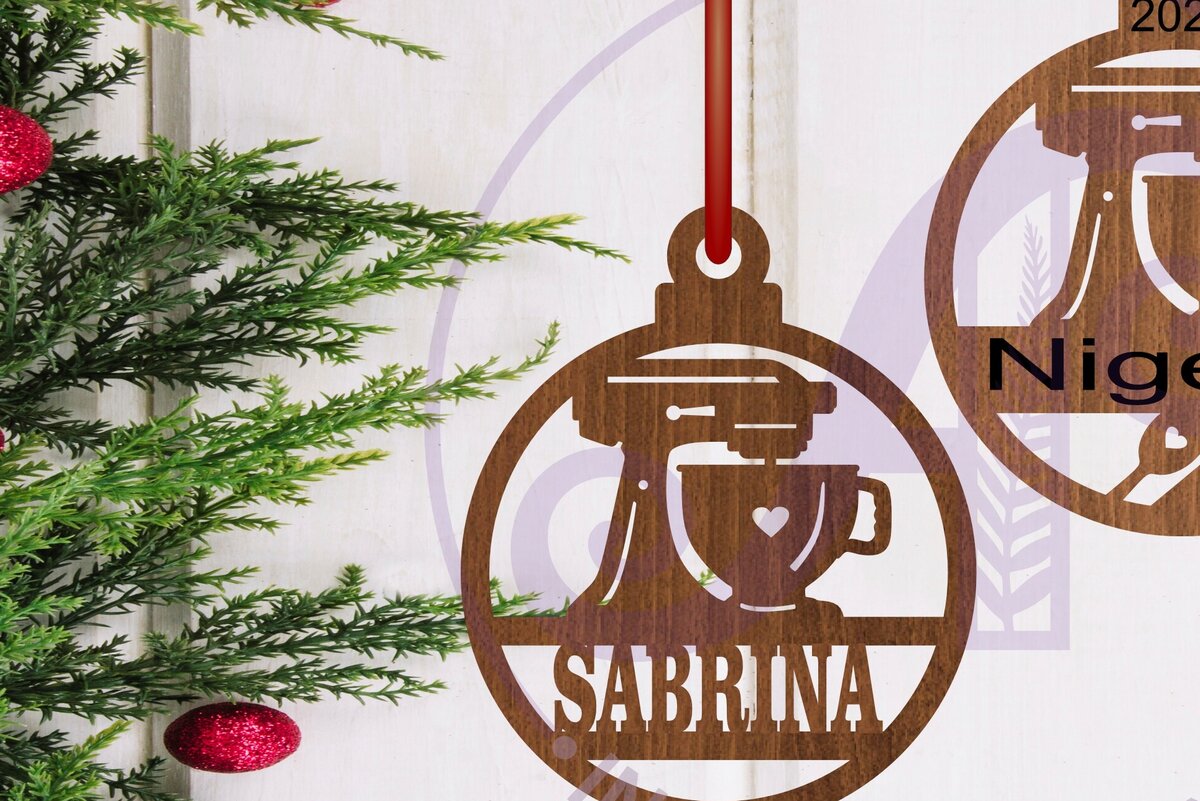 Σετ των 3 Intra απο ξύλο plywood 3mm-4mm πάχος Cake Mixer Baker Χριστουγεννιάτικο Στολίδι Δίασταση 3x3 cm INTRAFABR-108922744