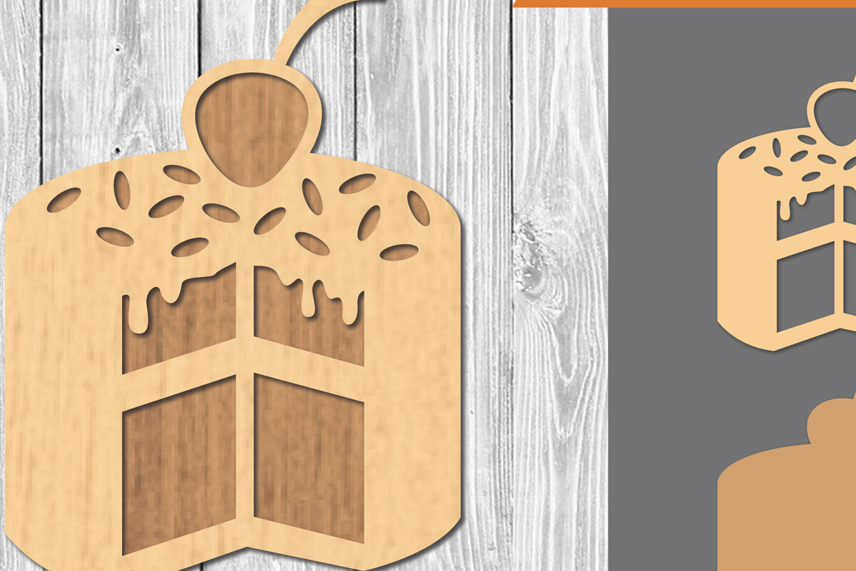 Σετ των 2 Intra απο ξύλο plywood 3mm-4mm πάχος Φέτες τούρτας Διακόσμηση κοπής με λέιζερ Δίασταση 15x15 cm INTRAFABR-109510574