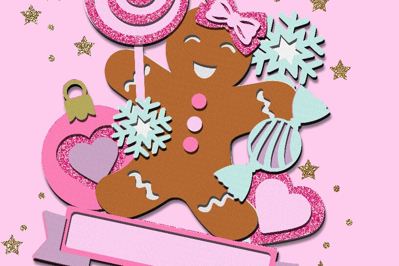 Intra απο ξύλο plywood 3mm-4mm πάχος Cake Topper 3D Ginger Cookie Δίασταση 30x20 cm INTRAFABR-85982248