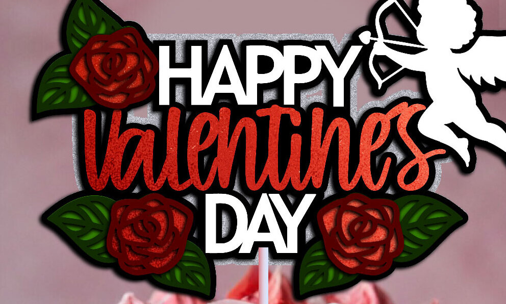 Σετ των 3 Intra απο ξύλο plywood 3mm-4mm πάχος Cake Topper Happy Ημέρα του Αγίου Βαλεντίνου Δίασταση 4x4 cm INTRAFABR-114528454