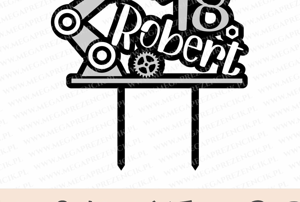 Σετ των 2 Intra απο ξύλο plywood 3mm-4mm πάχος Cake Topper με μοτίβο ρομπότ. Δίασταση 15x15 cm INTRAFABR-35460592