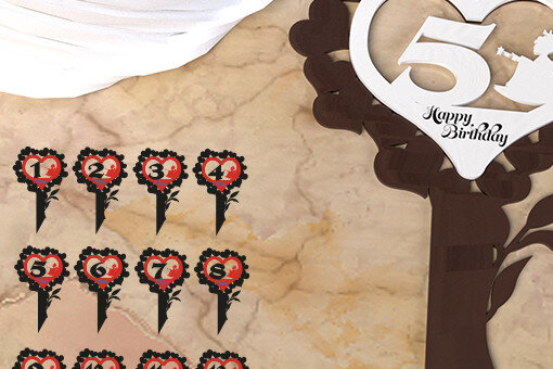 Intra απο ξύλο plywood 3mm-4mm πάχος Cake Topper with Fairy 1 έως 12 Δίασταση 30x20 cm INTRAFABR-22700087