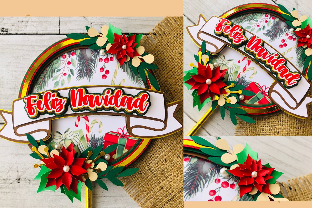 Intra απο ξύλο plywood 3mm-4mm πάχος Christmas Caketopper (ισπανικά) Δίασταση 15x15 cm INTRAFABR-85287083