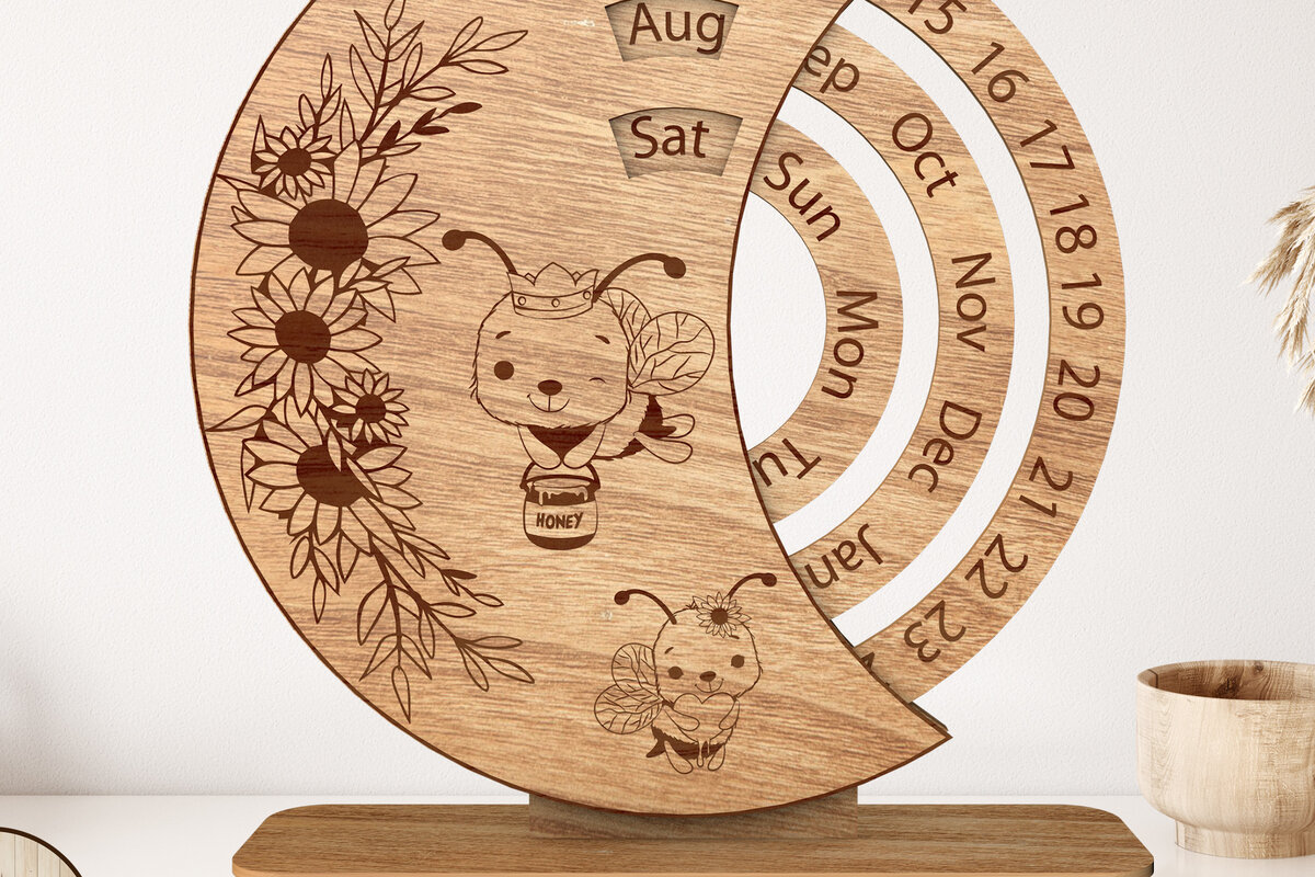 Σετ των 2 Intra απο ξύλο plywood 3mm-4mm πάχος αποκοπής λέιζερ με δέσμη ημερολογίου Δίασταση 15x15 cm INTRAFABR-22245871