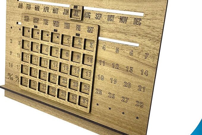 Σετ των 2 Intra απο ξύλο plywood 3mm-4mm πάχος Calendar , Perpetual Calendar Δίασταση 15x15 cm INTRAFABR-35441306