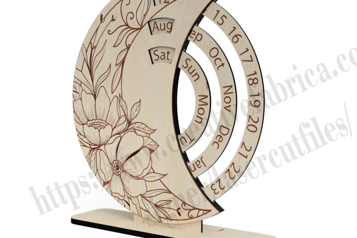 Σετ των 2 Intra απο ξύλο plywood 3mm-4mm πάχος Διάνυσμα ημερολογίου για Cnc Δίασταση 15x15 cm INTRAFABR-36793651