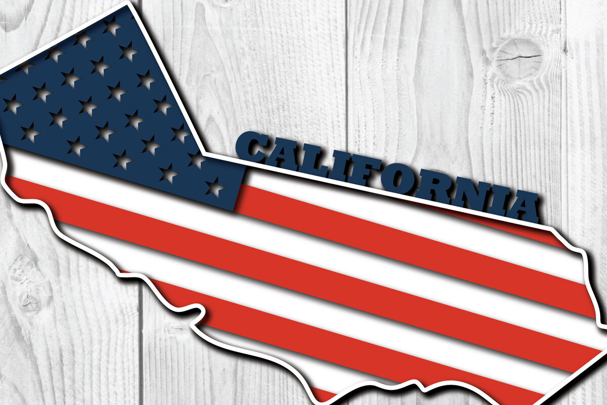 Σετ των 2 Intra απο ξύλο plywood 3mm-4mm πάχος Κοπή χαρτιού 3d Flag California USA Δίασταση 1200x1200 cm INTRAFABR-65211601