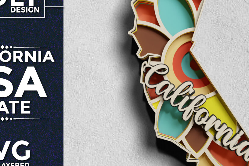 Intra απο ξύλο plywood 3mm-4mm πάχος Κοπή χαρτιού 3d State California USA Δίασταση 30x20 cm INTRAFABR-64954231