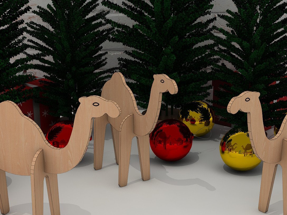 Intra απο ξύλο plywood 3mm-4mm πάχος Camel τρισδιάστατο πρότυπο διακόσμησης ζώων για λέιζερ Δίασταση 30x20 cm INTRAFABR-40158041