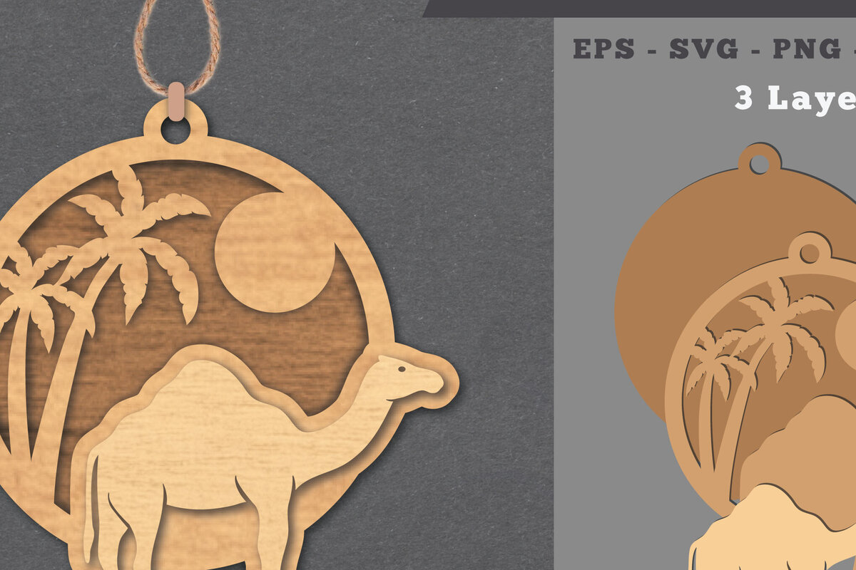 Σετ των 3 Intra απο ξύλο plywood 3mm-4mm πάχος Στολίδι Camel Cut  Δίασταση 8x8 cm INTRAFABR-112011257