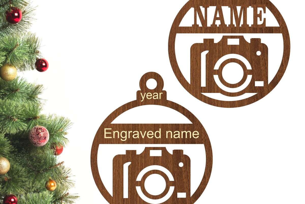 Σετ των 3 Intra απο ξύλο plywood 3mm-4mm πάχος Φωτογραφική μηχανή Χριστουγεννιάτικο στολίδι Δίασταση 3x3 cm INTRAFABR-77300723